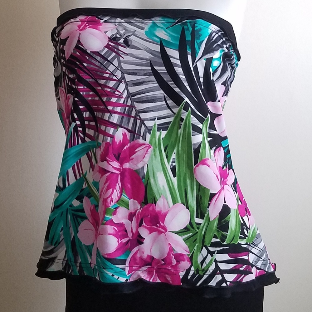 ☀️ Maxine of Hollywood Tropic Dreams Ruffled Tankini Sz 6 NWOT